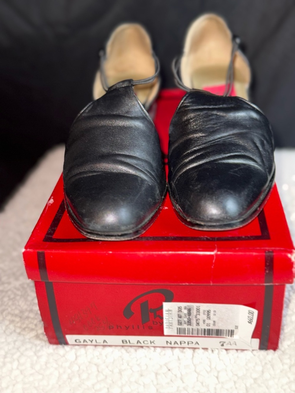 Black Nappa Leather Women's Slip-On Flats
